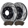 2009-2017 Chevrolet Black Kit and Pads Outlook Passenger Acadia Driver Front Enclave Saturn Side AutoShack and Limited 2008-2017 Traverse Slotted GMC Ceramic for Rotors Replacement Brake Drilled Buick