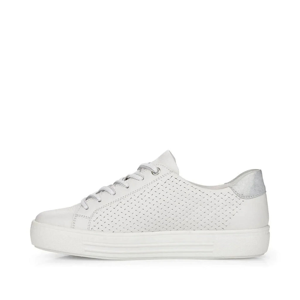 White, Women's 42 Size Lace-Up D0916-80 EU Side-Zipped Sneakers, Rieker