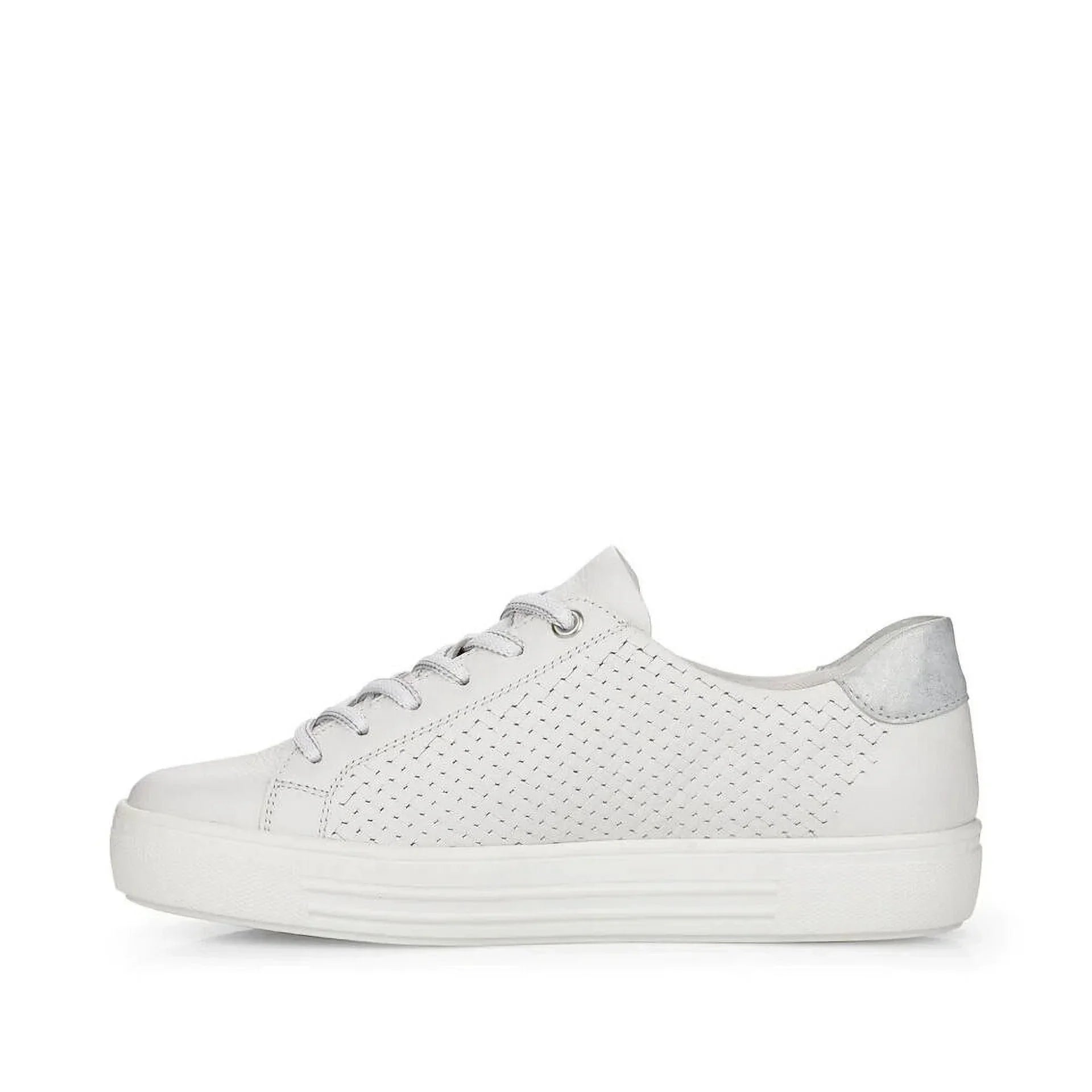 White, Women's 42 Size Lace-Up D0916-80 EU Side-Zipped Sneakers, Rieker
