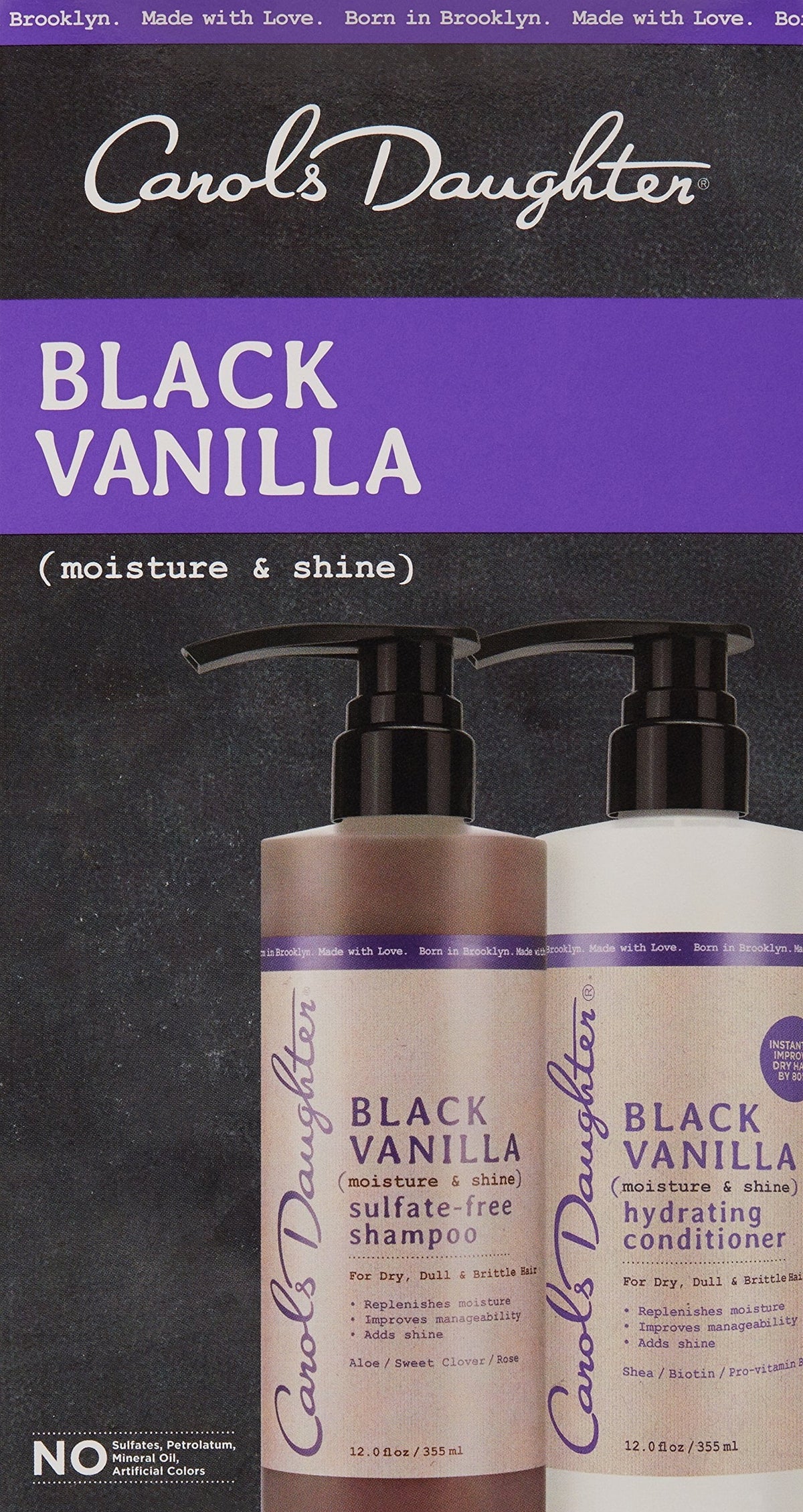 Conditioner Vary) Daughter (Packaging Conditioner May Moisture Hydrating and & Shine Free Shampoo and Sulfate Carol?s Hair Hair Shampoo Dry Hair, Vanilla Black Set Dull and For