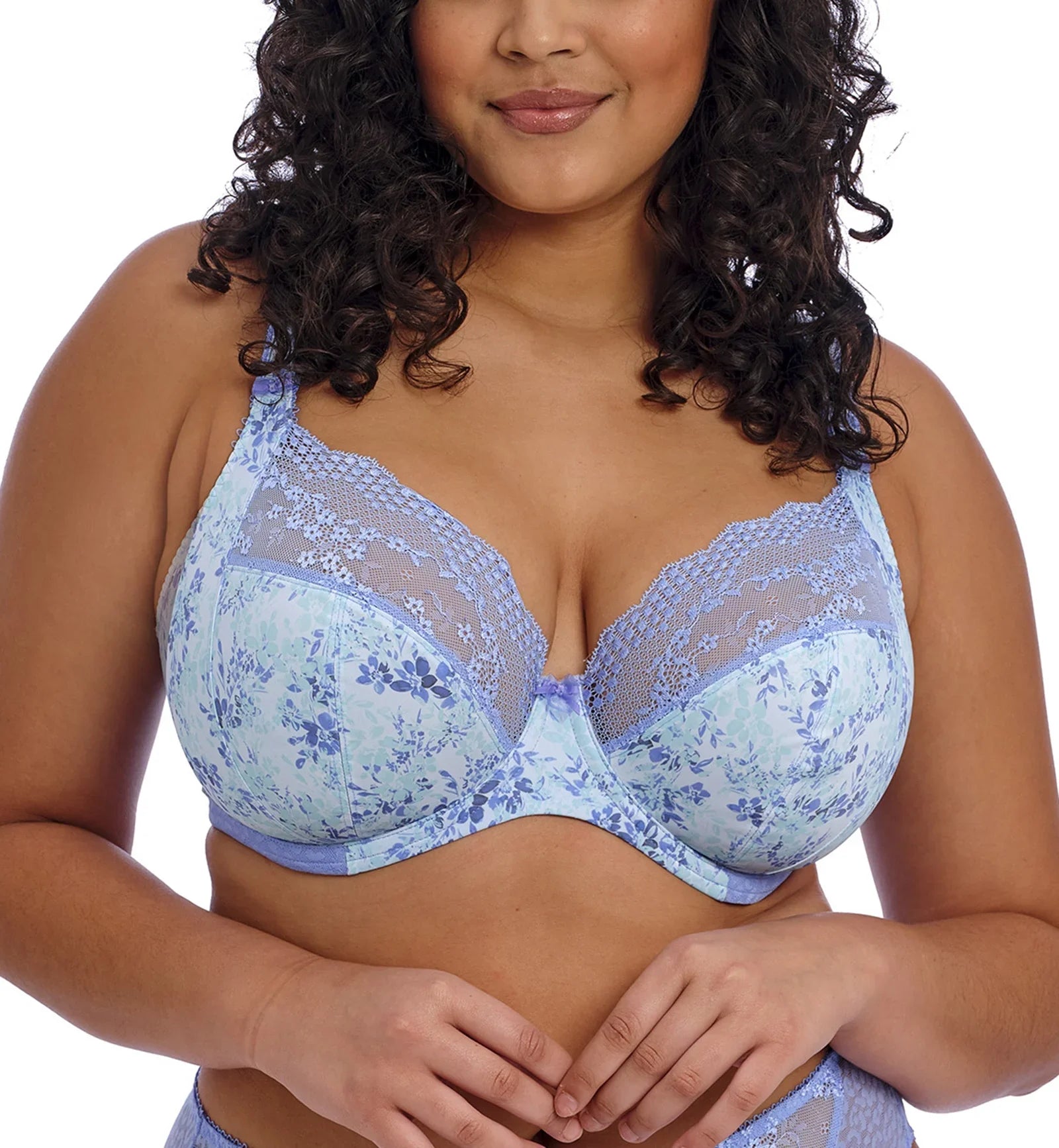Underwire Plunge Lucie Stretch (4490),42DD,Cornflower Banded Bra Elomi Lace