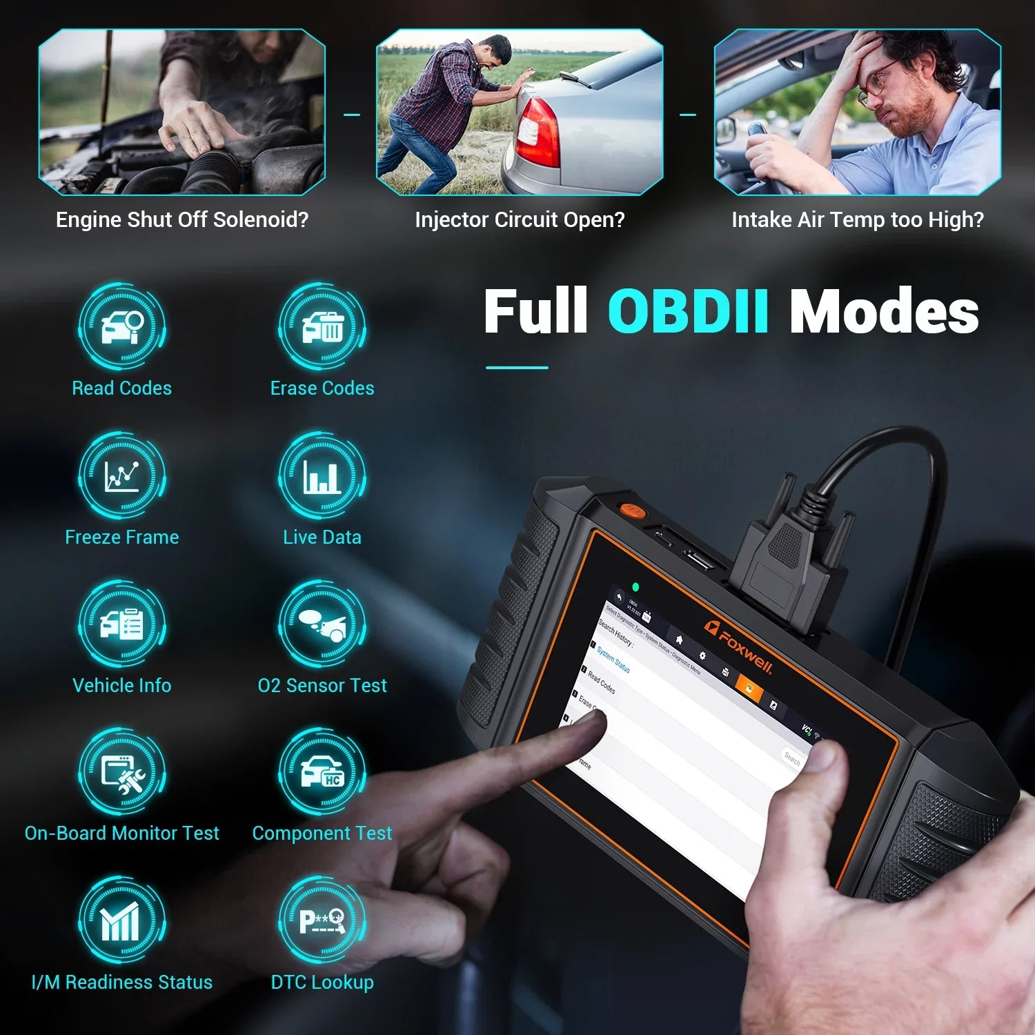 Injector Scanner TPMS BMS Tool DPF Scanner OIL EPB Newest Airbag ABS Automotive Diagnostic Car ABS Code Reset Maintenance Transmission TPS NT716 Four Version Engine OBD2 SAS 9 Reader FOXWELL System