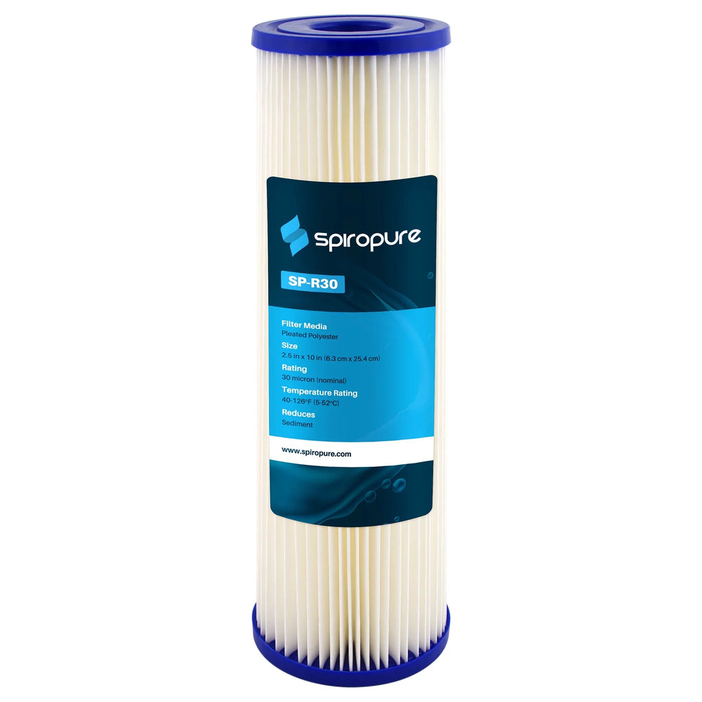 Cartridge, (24 Polyester SpiroPure Pleated 2.5" Filter 10 Micron Pack) x 30