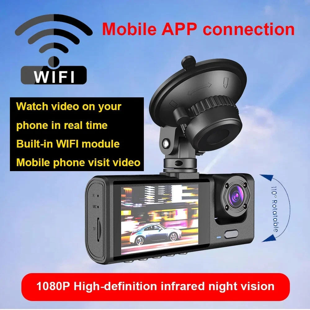 Loop Driving Lock One-Key Recorder Recording Inside Dashcam Night-Vision Camera Support Camera Dash DVR WiFi Front Screen 1080P & Inch & Rear version 2