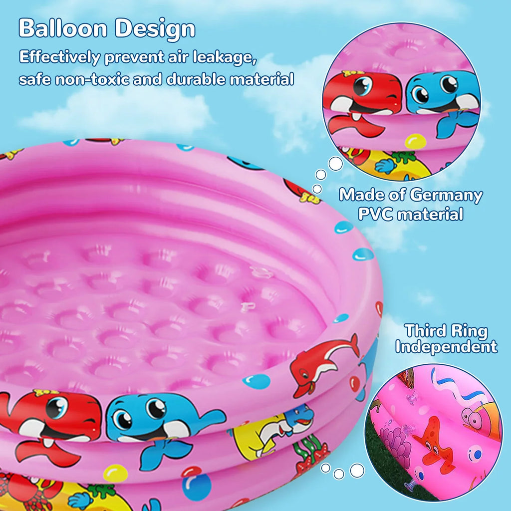 Toddler for Kiddie Pool inflatable Indoor&Outdoor transportable Paddling Water Swimming 47"x12" Kids/Girls/Boys,Pink Baby Round Swimming Center Kids, blow-up Game 3 for Pool Ring Play Pools,