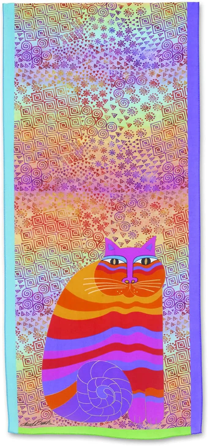 Rainbow Burch 53" Scarf, Multicolor Cats Laurel long Modal Silk/
