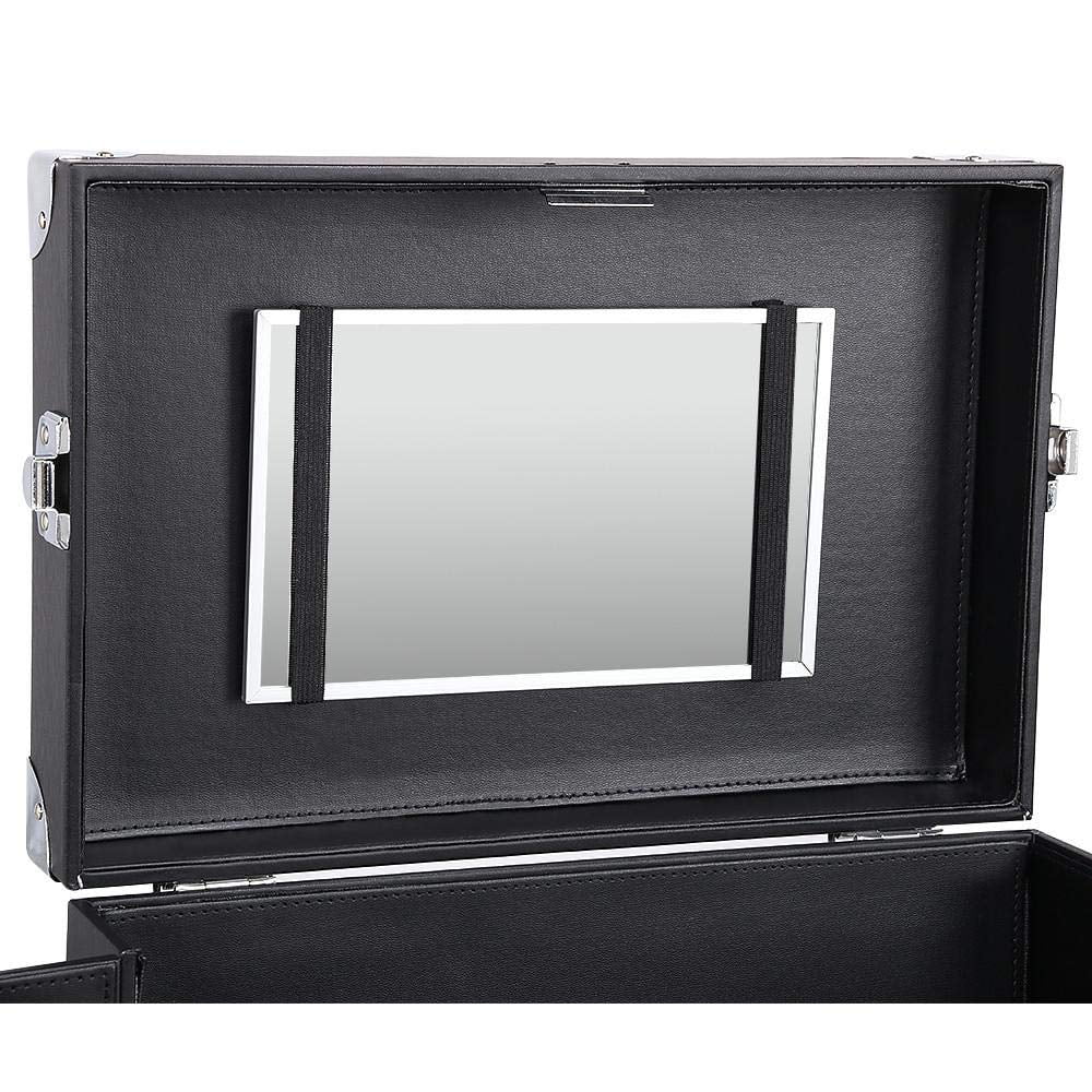 Rod Cosmetic Handle, Makeup Removable 4 Trolley Case Black Wheels, Rolling Train with Luggage Travel Case, Pull Spinner Mirror and
