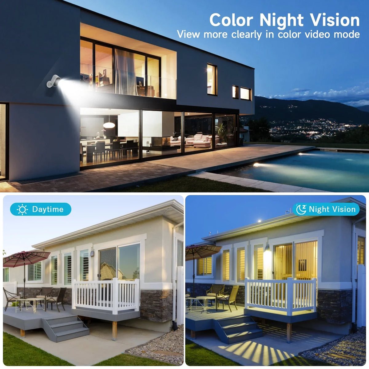 Camera Motion 2.4GHz Card Audio, with Cloud/SD Vision, WiFi, Security PIR Powered Outdoor, Storage, Battery Waterproof, Detection 2-Way Home Camera Night 2.5K Security 4MP XVIM Wireless Spotlight