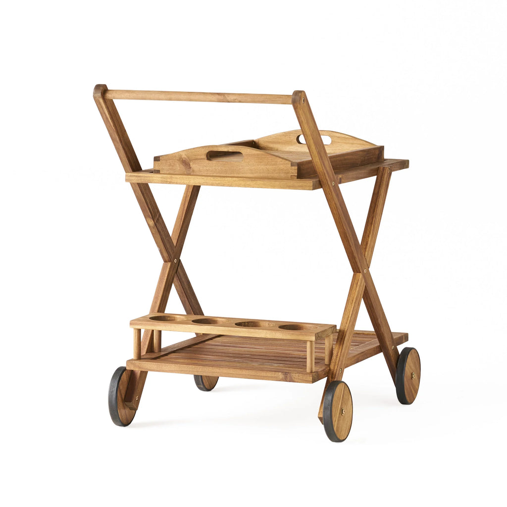 GDF Acacia Kenilworth Cart, Indoor/Outdoor Tiered Studio Bar 2 Wood Natural