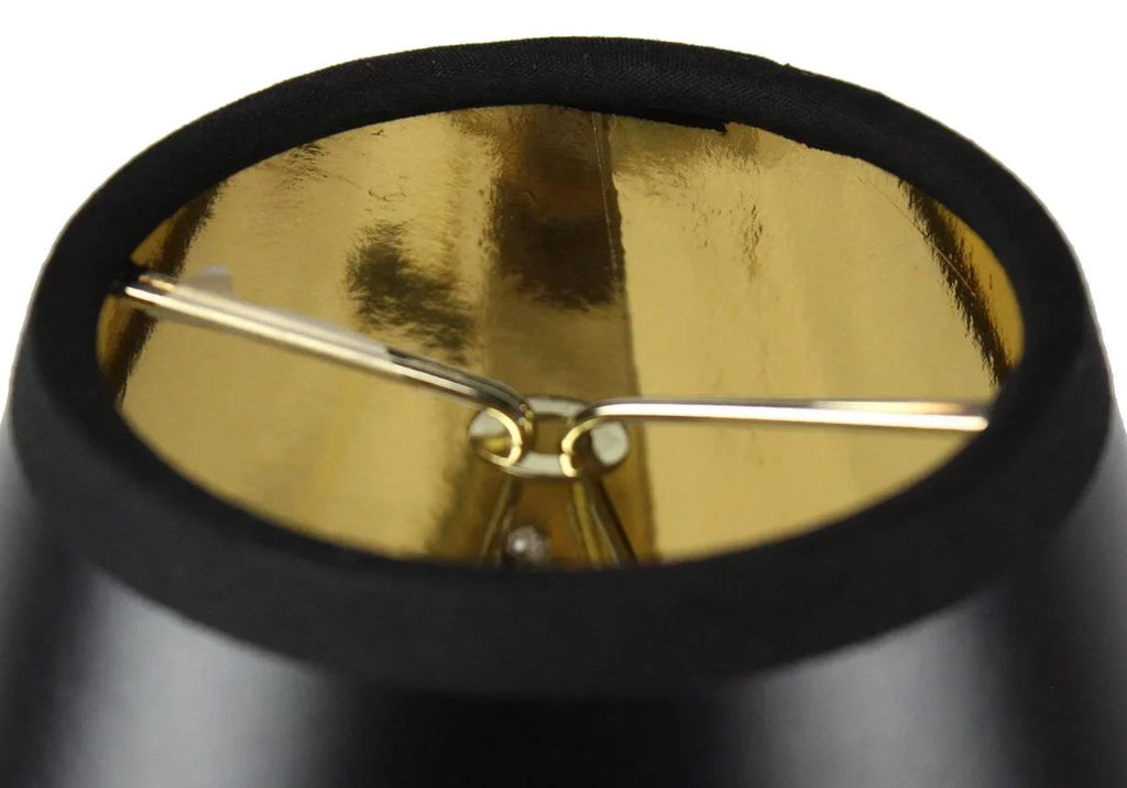 Set 6 Shade Clip 3x6x5 Black of Chandelier Gold-Lined Parchment Candle Lamp