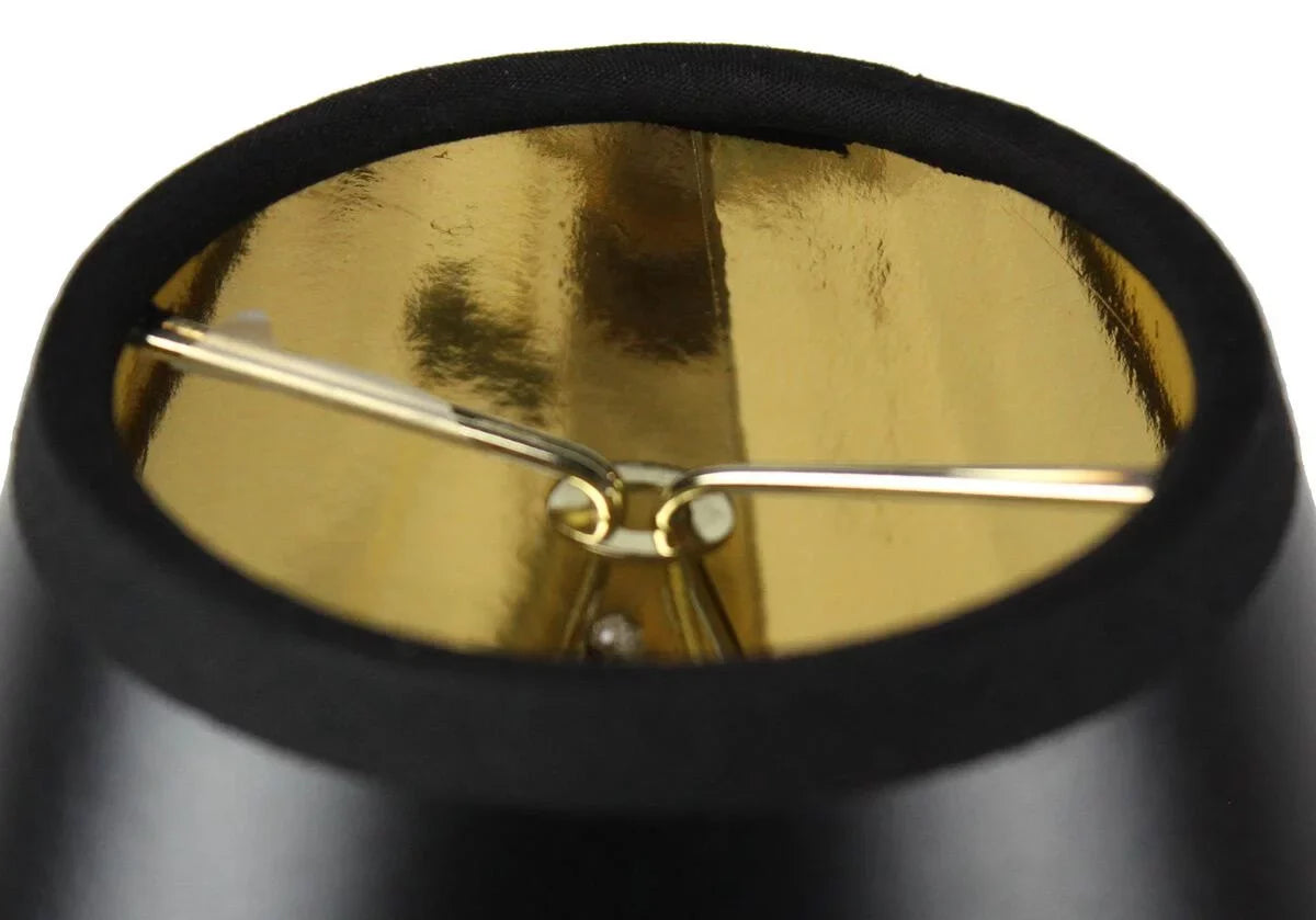 Set 6 Shade Clip 3x6x5 Black of Chandelier Gold-Lined Parchment Candle Lamp