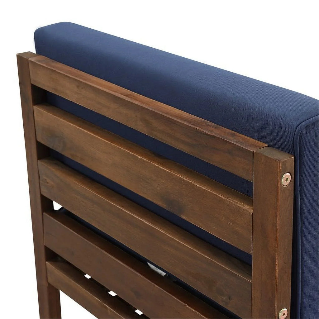 Edison Dark Walker Wood Solid Brown/Navy Patio Chair - Acacia Modular Side