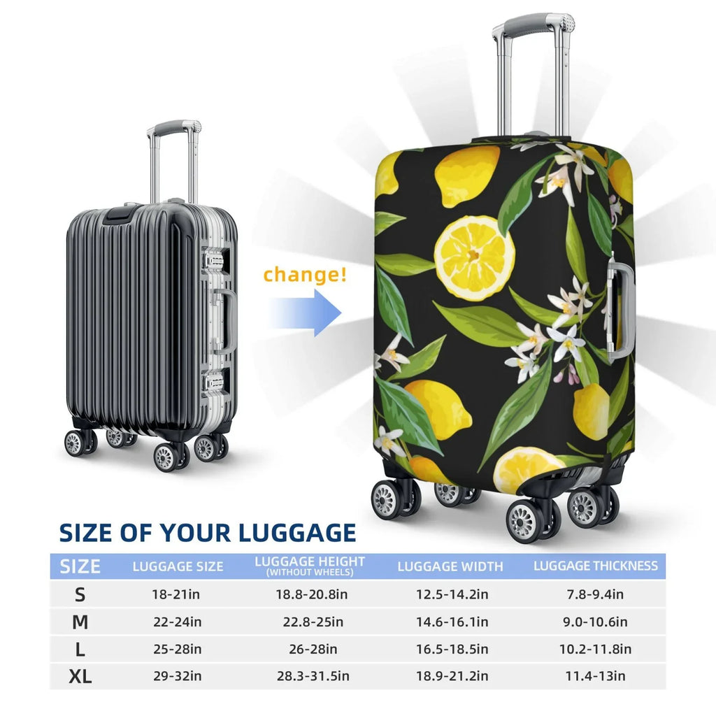 Adobk Stretch Luggage Covers For Suitcase Suitcase Protector Leaves And Women Accessories-Small Luggage Men, Washable Cover, Suitcase Flowers Lemon Fruits Travel Cover, For