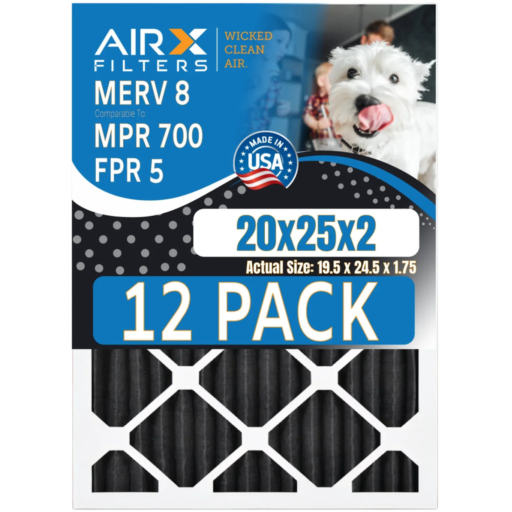 Filters MERV Retention Furnace Comparable atmospheric Filters to - FILTERS 700, AIRX in 5, Rating, FPR CLEAN Filter Made of USA by WICKED 20x25x2 AIR. Pack 8 Pet 12 Odor MPR