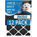 Filters MERV Retention Furnace Comparable atmospheric Filters to - FILTERS 700, AIRX in 5, Rating, FPR CLEAN Filter Made of USA by WICKED 20x25x2 AIR. Pack 8 Pet 12 Odor MPR