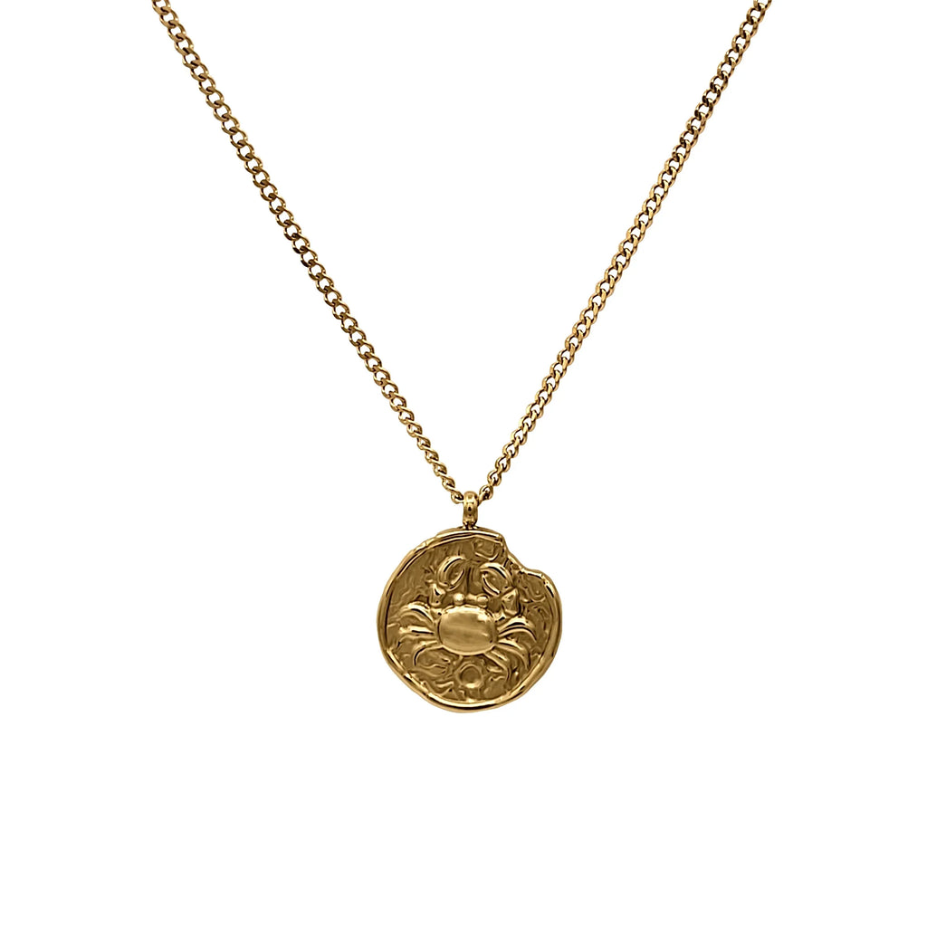 Gold Gift Necklace Inc Boutique Cancer Box Horoscope, Pendant Steel Women, Zodiac for Stainless | Birthday Teens