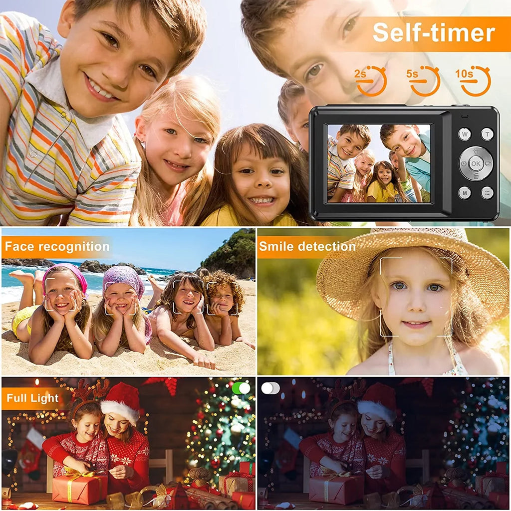 Compact Camera Camera, 1080P Point SD 32GB 16X Zoom, Camera Digital Digital Digital Kids with for Video FHD