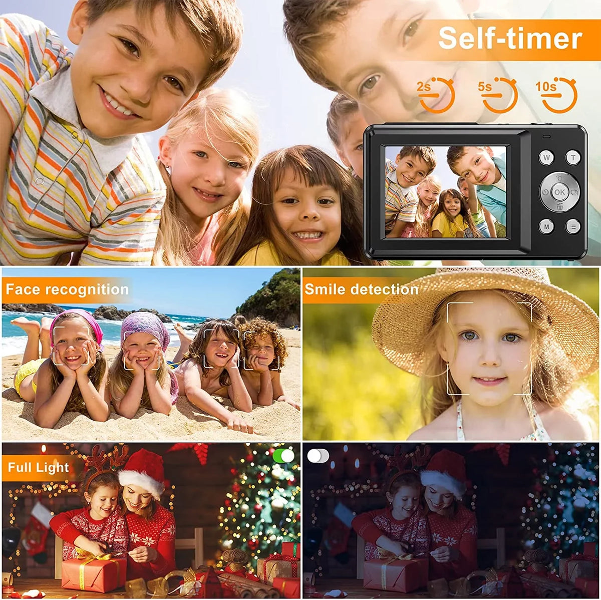Compact Camera Camera, 1080P Point SD 32GB 16X Zoom, Camera Digital Digital Digital Kids with for Video FHD