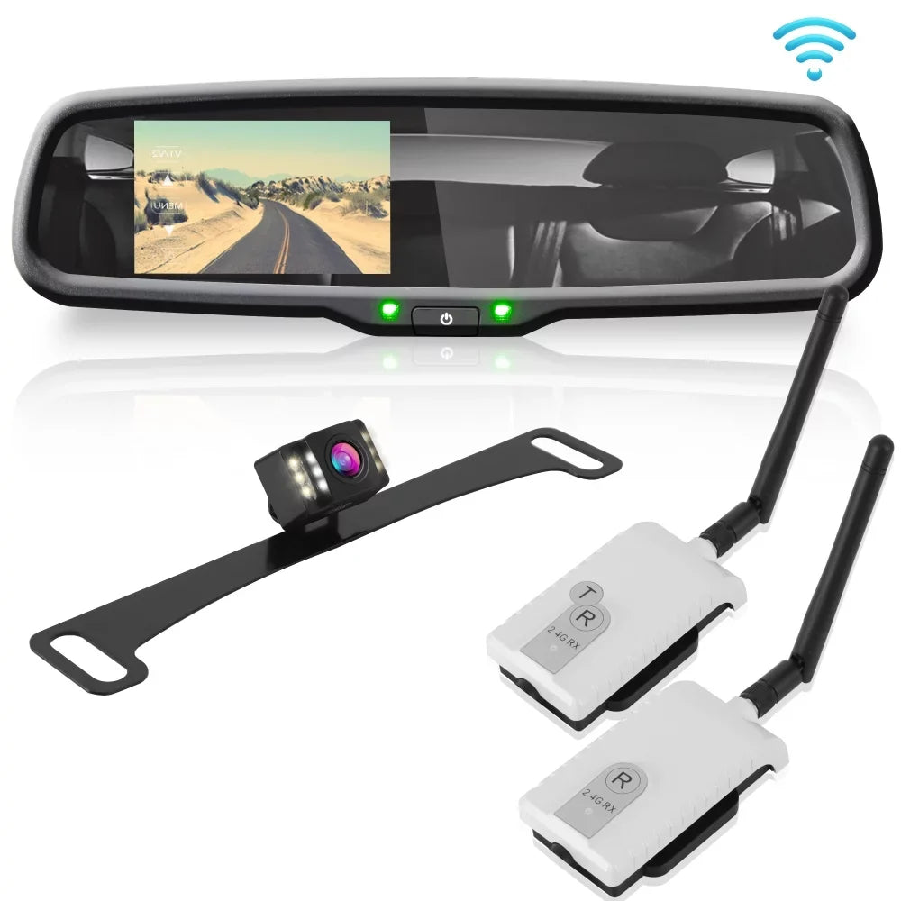 '- Backup PLCM4590WIR Wireless Rearview Mirror 4.3'' 2.4Ghz & Display Video Camera PYLE Monitor -inch Transmission, Screen with System