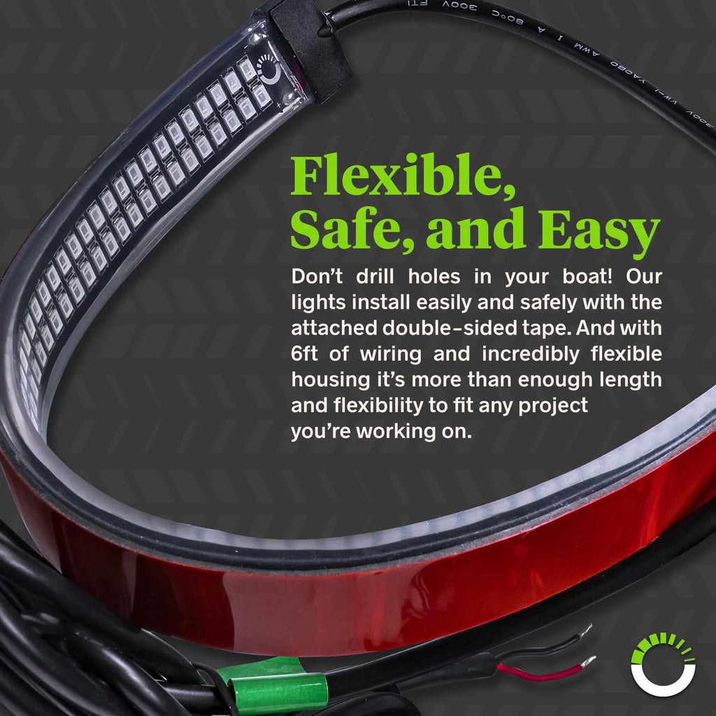 Red Strip Pontoon Kit Boat 2-Row Navigation 132 for Light LED Kayak Green Marine