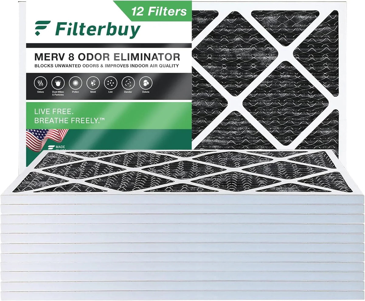 atmospheric with Furnace MERV HVAC Activated Odor Carbon AC Filters Filterbuy (12-Pack) 17x25x1 Pleated Eliminator 8