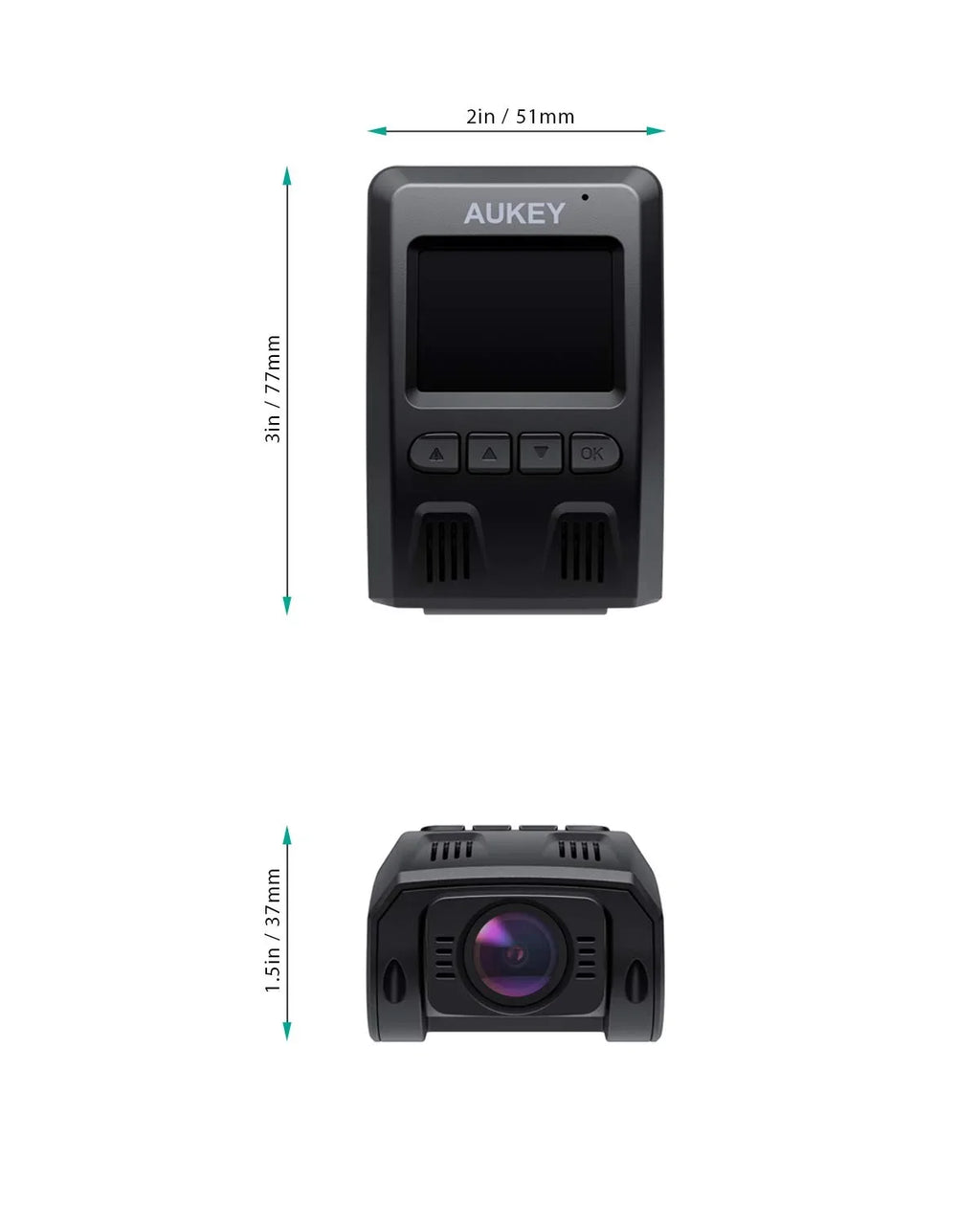 AUKEY Cam, Car Cars, for Angle Lens 1080P FHD Dash Dash Black-DR02 170-Degree Wide 6-Lane Wifi P Camera, Camera