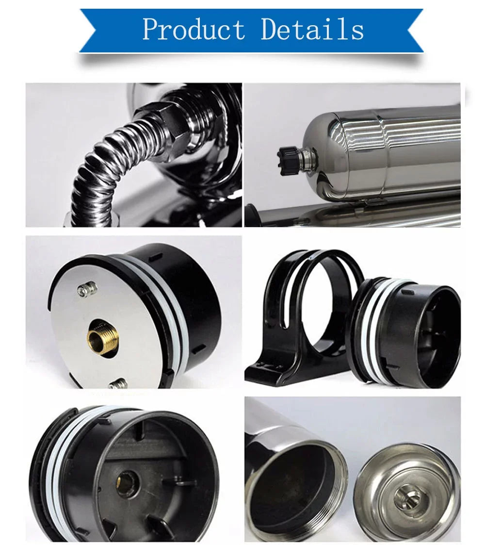Household PreAsion Water Stainless Filter Purification 1000L/H Vertical 304 Housing 0.01um Water Steel