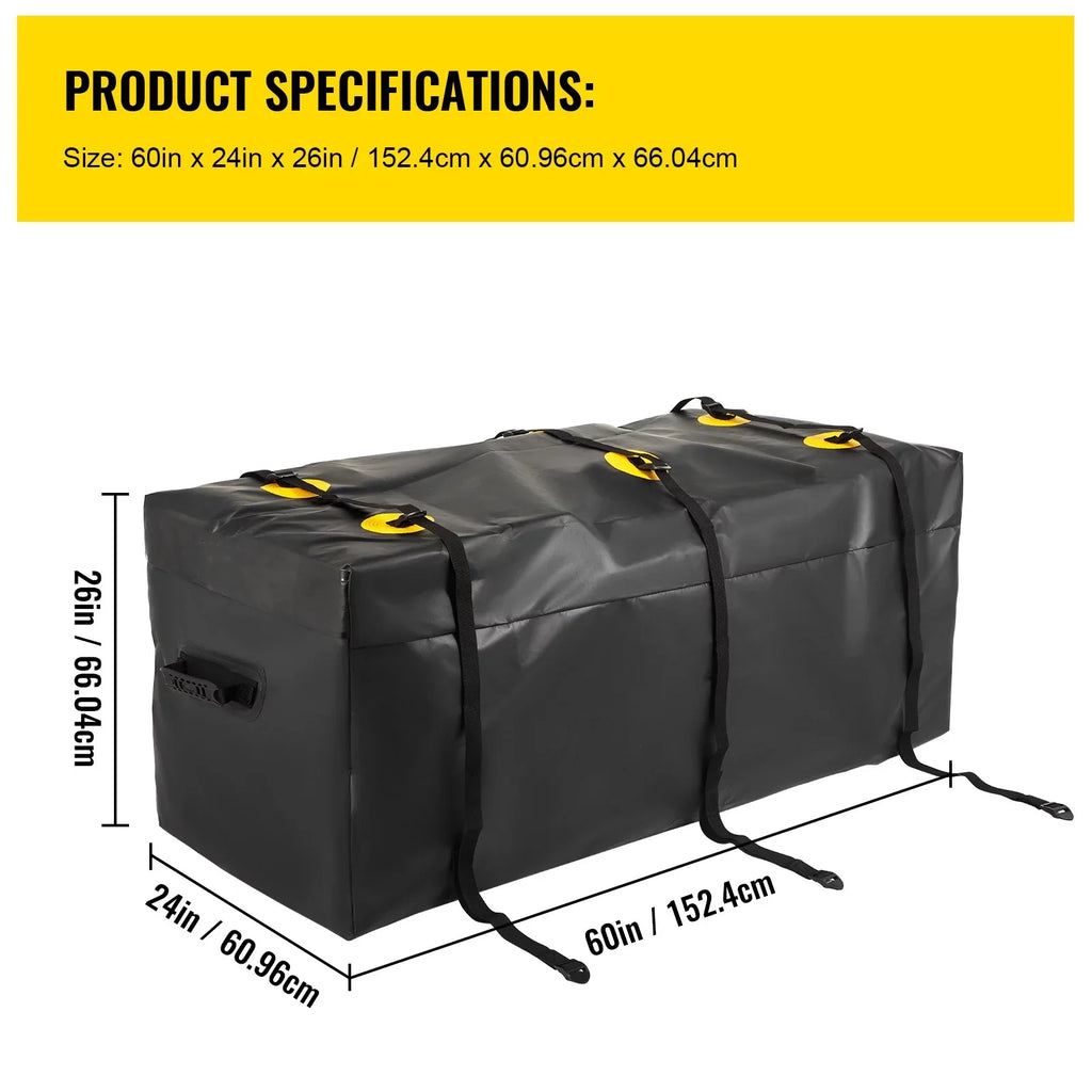 Carrier Hitch Waterproof Cargo Hitch Hitch Bag SUV Duty Feet), Heavy Bag, Fits Truck Carrier 840D for Car Basket BENTISM Straps, 60"x24"x26" (22 Vans Cubic Reinforced Cargo with ,