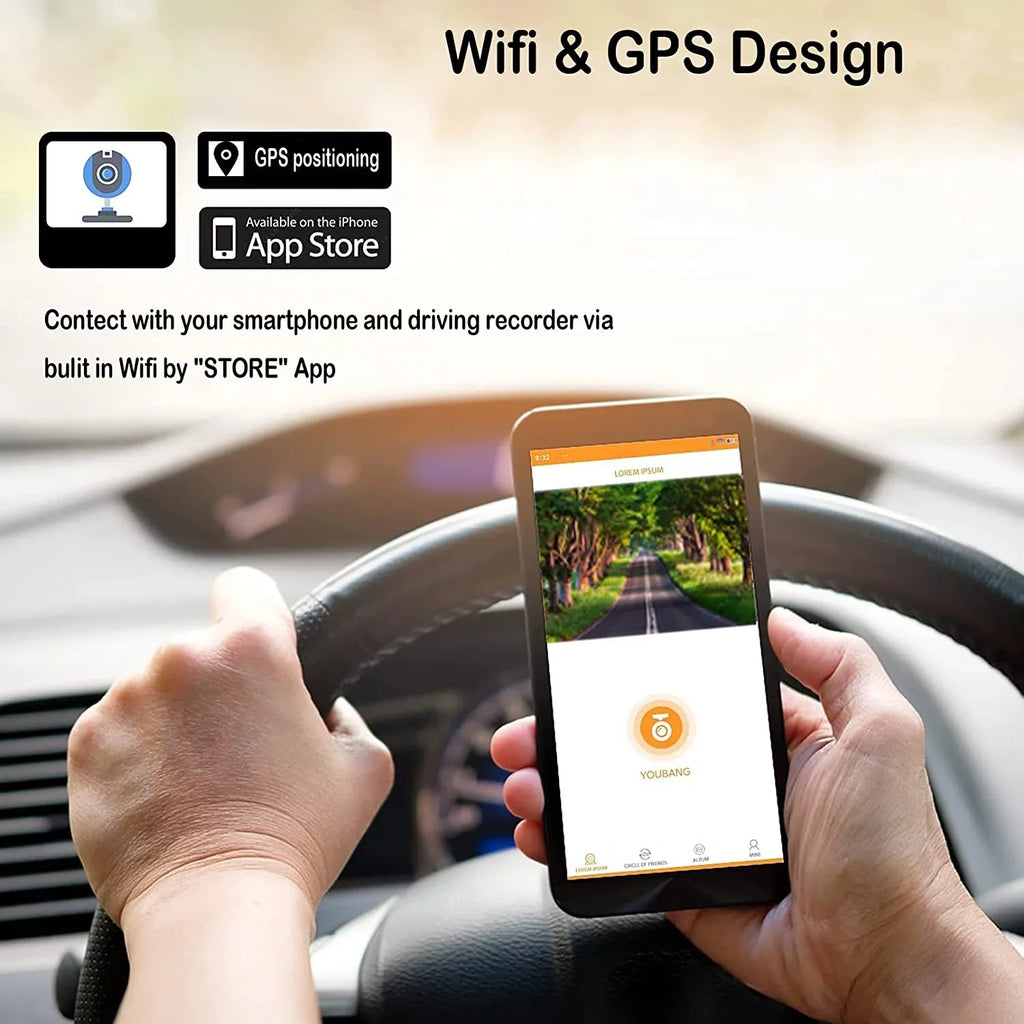 GPS Camera Waterproof Camera Wide HD with Waterproof Motorcycle 1080P Dash Front Wi-Fi, Angle and Lens Rear 120° Recording