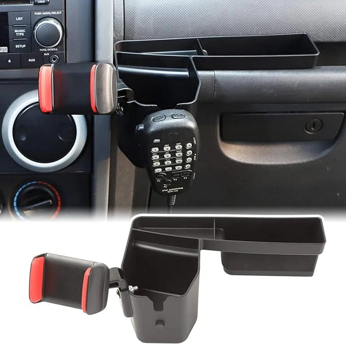 Passenger for Cup Mount Handle Grab Organizer Jeep Tray for JeCar Drink Jeep JK 2007-2010 JKU Holder, Phone Storage Wrangler