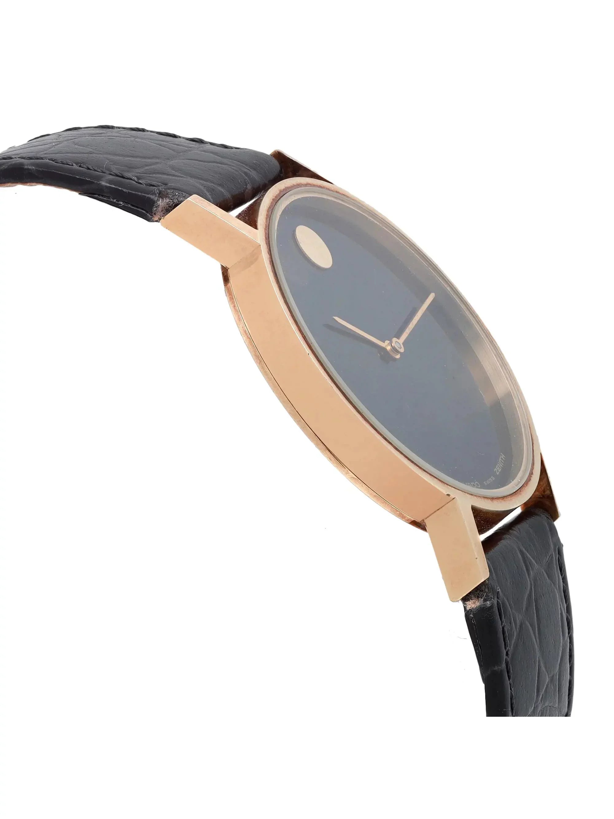 Movado Watch Dial 33mm Hand Yellow Black Wind 14K Museum Vintage Gold Zenith