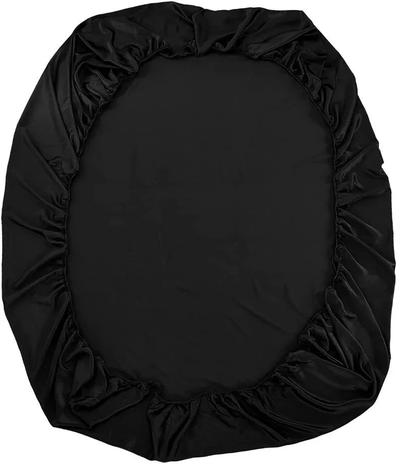 Fitted Sheet Mulberry Black 19 Momme HAOFEI Silk Queen, Luxury Seamless,