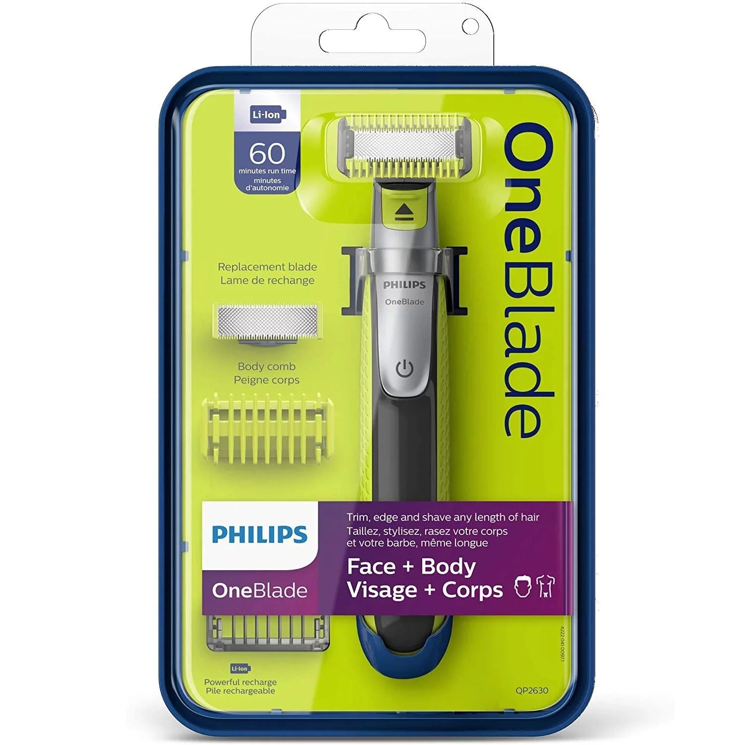 Trimmer, Cordless and Face Body Philips Rechargeable Battery, Electric - Green