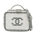 (Like Chanel Unisex Filigree Pre-Owned New) Small Caviar Bag Authenticated Leather Vanity CC White