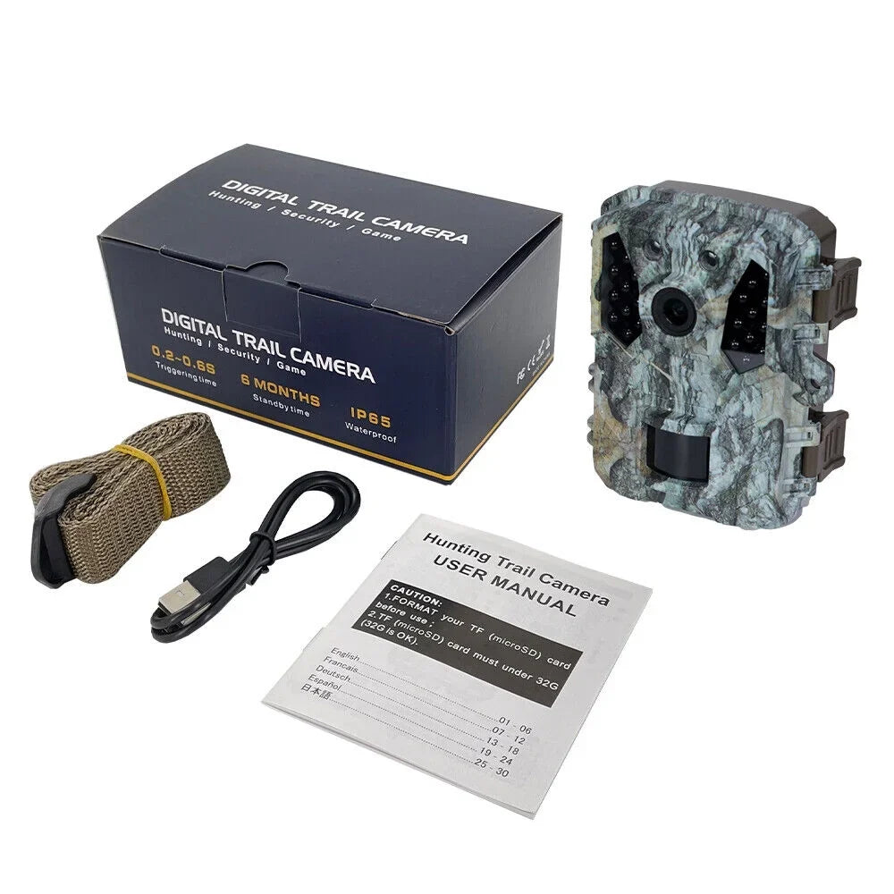 Cam Camera 1080P Mini with Wildlife Hunting 24MP Night Vision Waterproof Trail