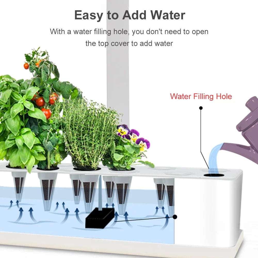 for Growing Lights 2L Pods Automatic Adjustable Height 15W Timing Water Grow LED with Kit 9 Office Tank Home Lixada Kitchen Indoor Hydroponics