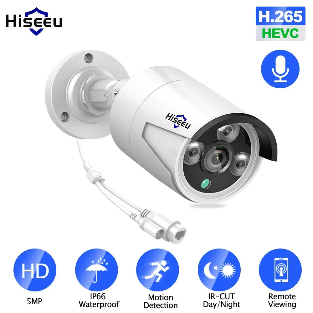 IP66 Waterproof Remote Camera with Night 5MP Audio Motion Super Anself Detection Access POE
