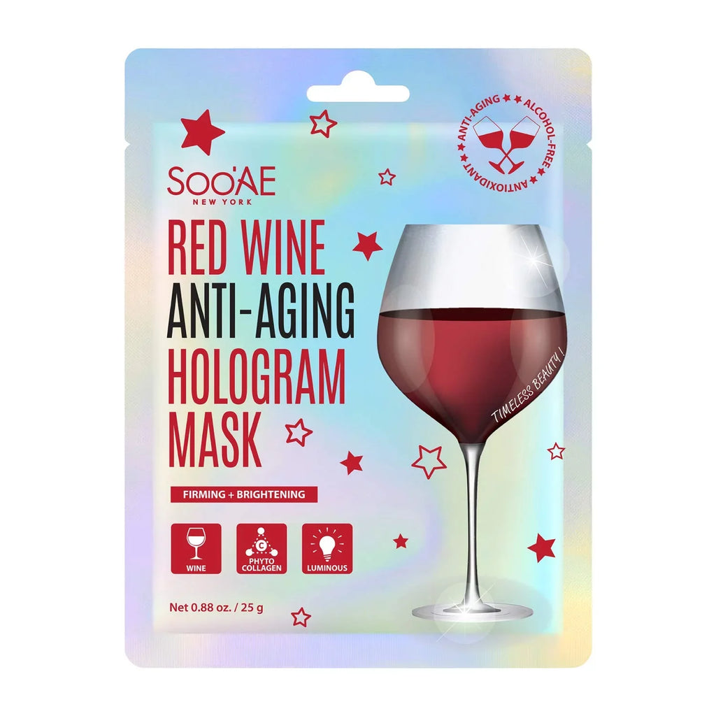 Glow Anti-Aging [12 Brighting To Skin, Mask Wra Antioxidants Mask Collagen And Hologram Hydrate Sheet Soo,Ae Restore Mask Facial Count] Beauty Face Premium Wine Firm, Brightening Korean Red Vegan