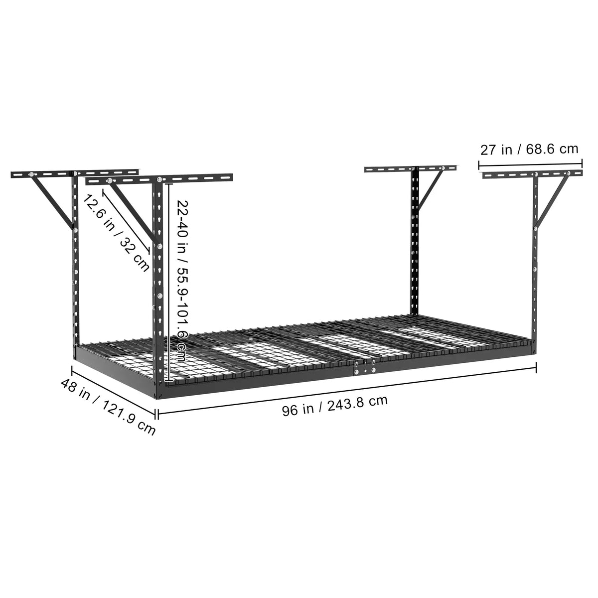 Rack Adjustable Storage Ceiling 48x96" Black Overhead Rack 600 SKYSHALO lbs Garage