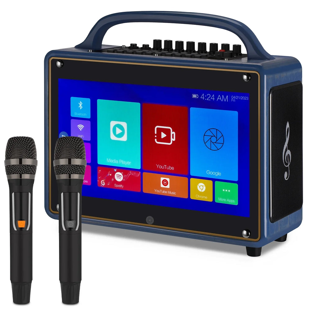 Screen/Android Machine Loudspeaker BT Wireless Adults&Kid,14”HD Touch Microphone/WiFi/USB/SD/PC/TV/Phones/HDMI for Karaoke 12/4+64G,Support Systems transportable Streaming