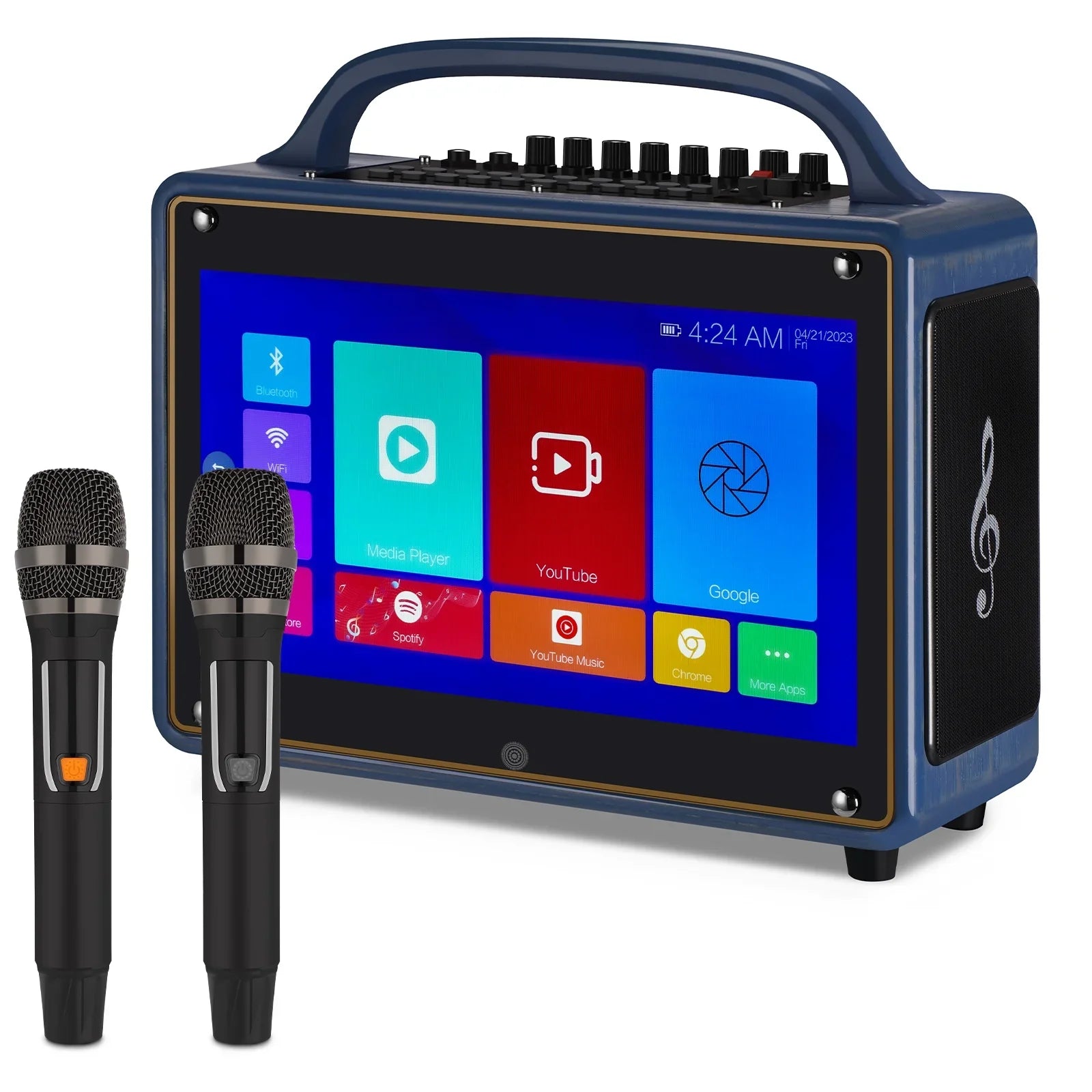 Screen/Android Machine Loudspeaker BT Wireless Adults&Kid,14”HD Touch Microphone/WiFi/USB/SD/PC/TV/Phones/HDMI for Karaoke 12/4+64G,Support Systems transportable Streaming