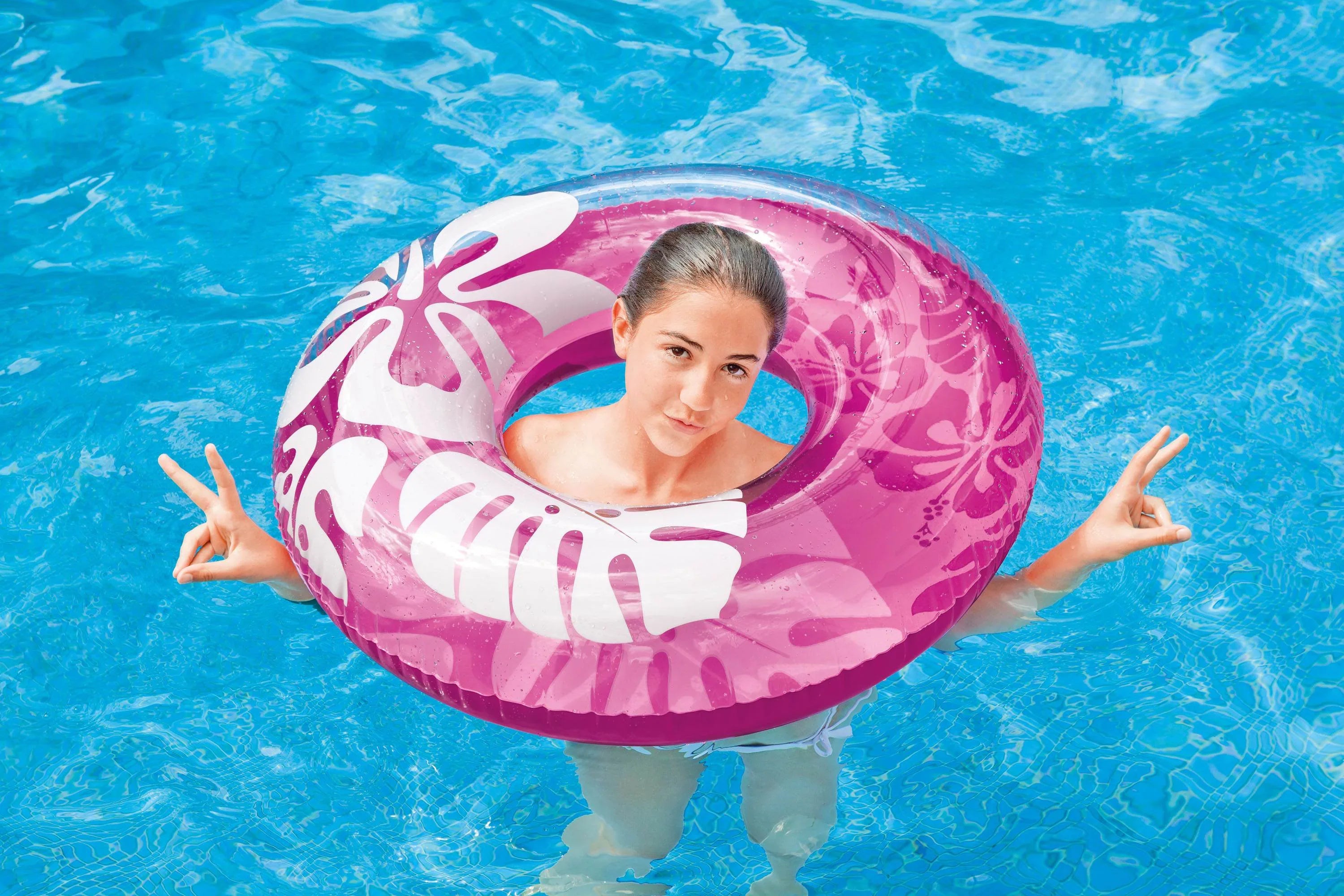 Colorful | Intex blow-up Transparent Swimming 59251EP Tube Pool Raft (6 Pack)
