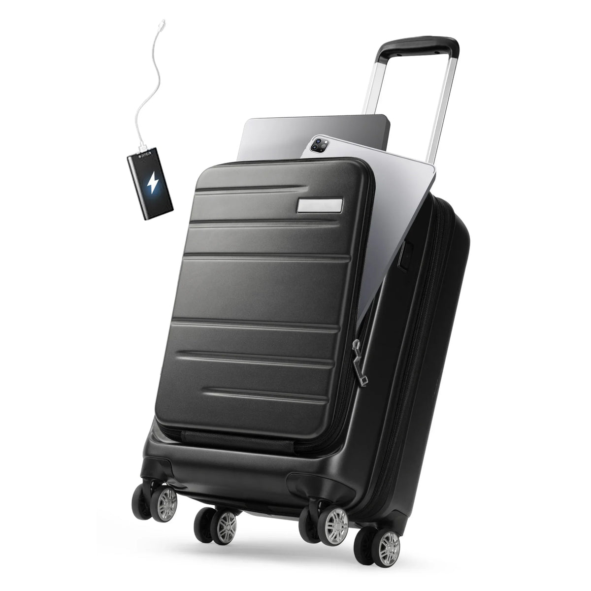 on Hardshell with Carry Front USB Luggage, Port Pocket and LUGGEX Expandable Suitcase