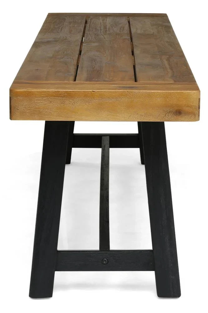 in Outdoor Sandblast and Black Raphael Teak Bench