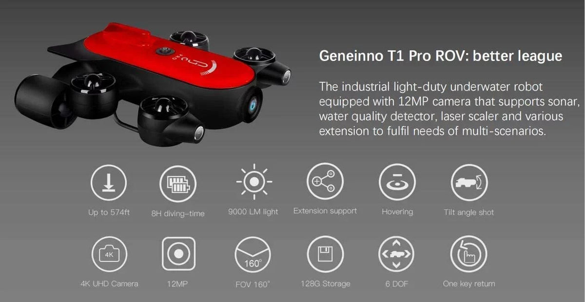 Titan Professional Drone Control Steaming Underwater with Real-time ROV 4K Pro Robot Camera 200M Remote T1