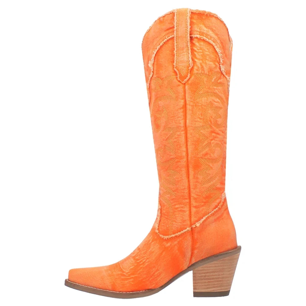 Texas Denim Heel Tornado Snip Knee Casual Womens Dingo Toe High Boots Mid 2-3"