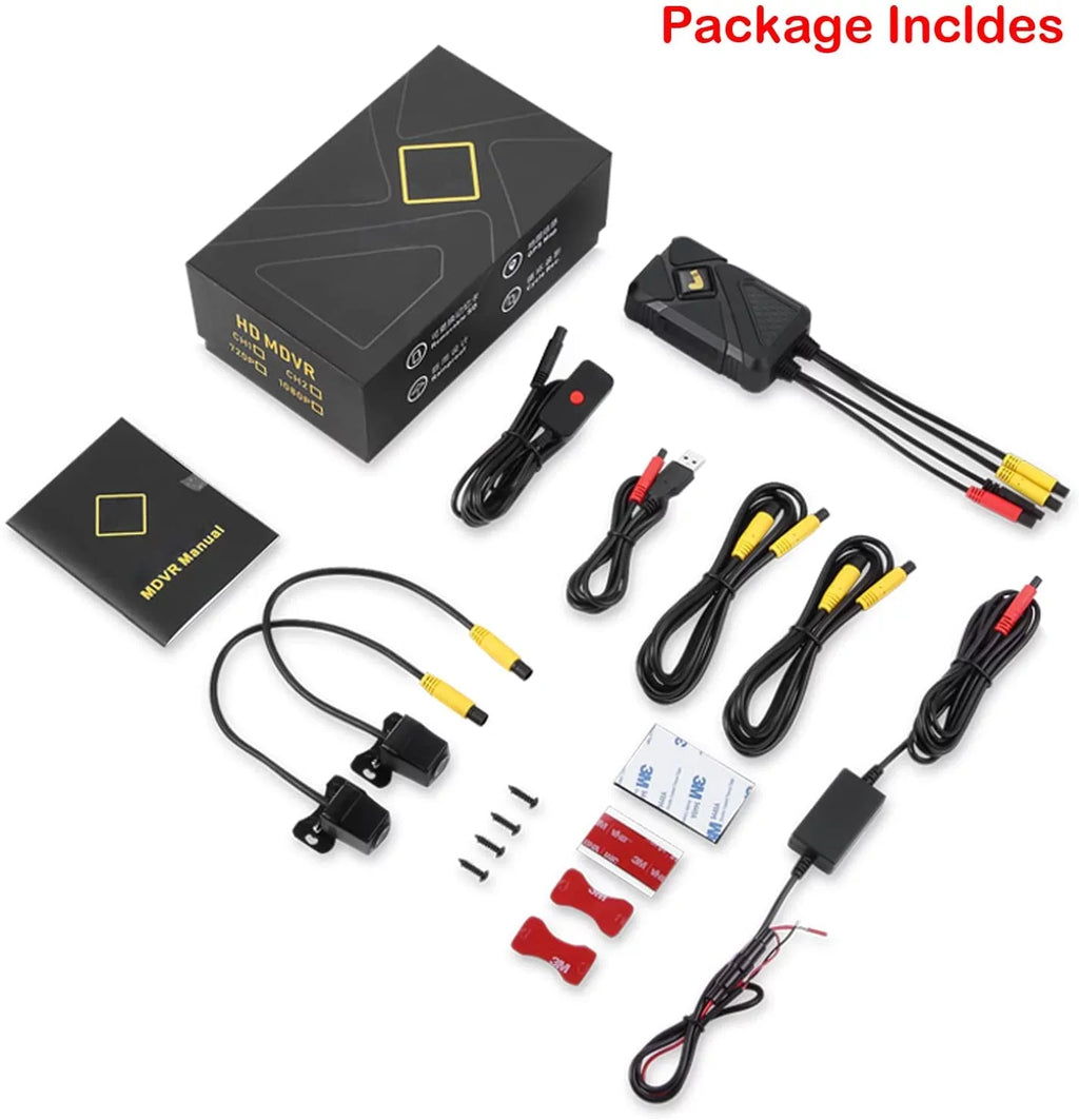GPS Camera Waterproof Camera Wide HD with Waterproof Motorcycle 1080P Dash Front Wi-Fi, Angle and Lens Rear 120° Recording
