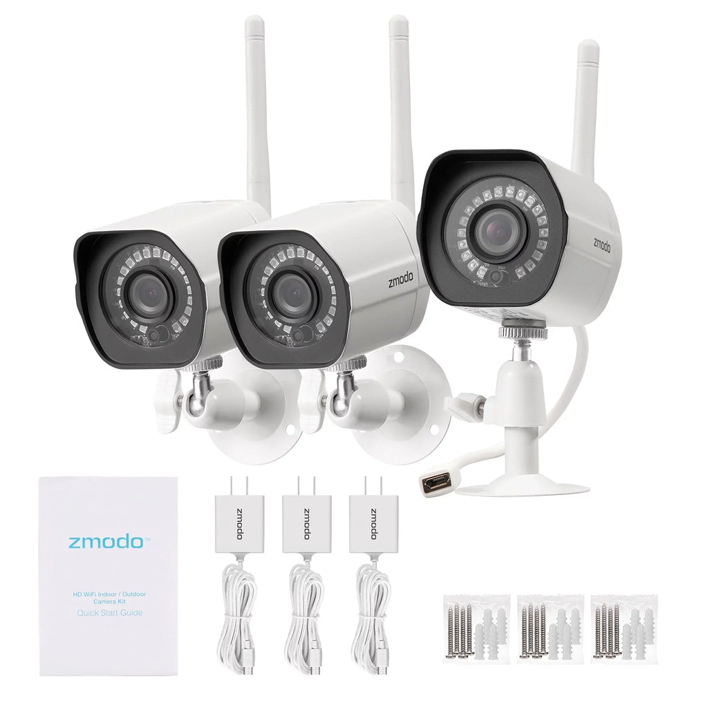 Full Pack) with (3 IP HD Vision Zmodo Outdoor with System Night 2.4Ghz Assistant Only Smart WiFi Camera Google (Supports Works Security Cameras Wireless - WiFi)