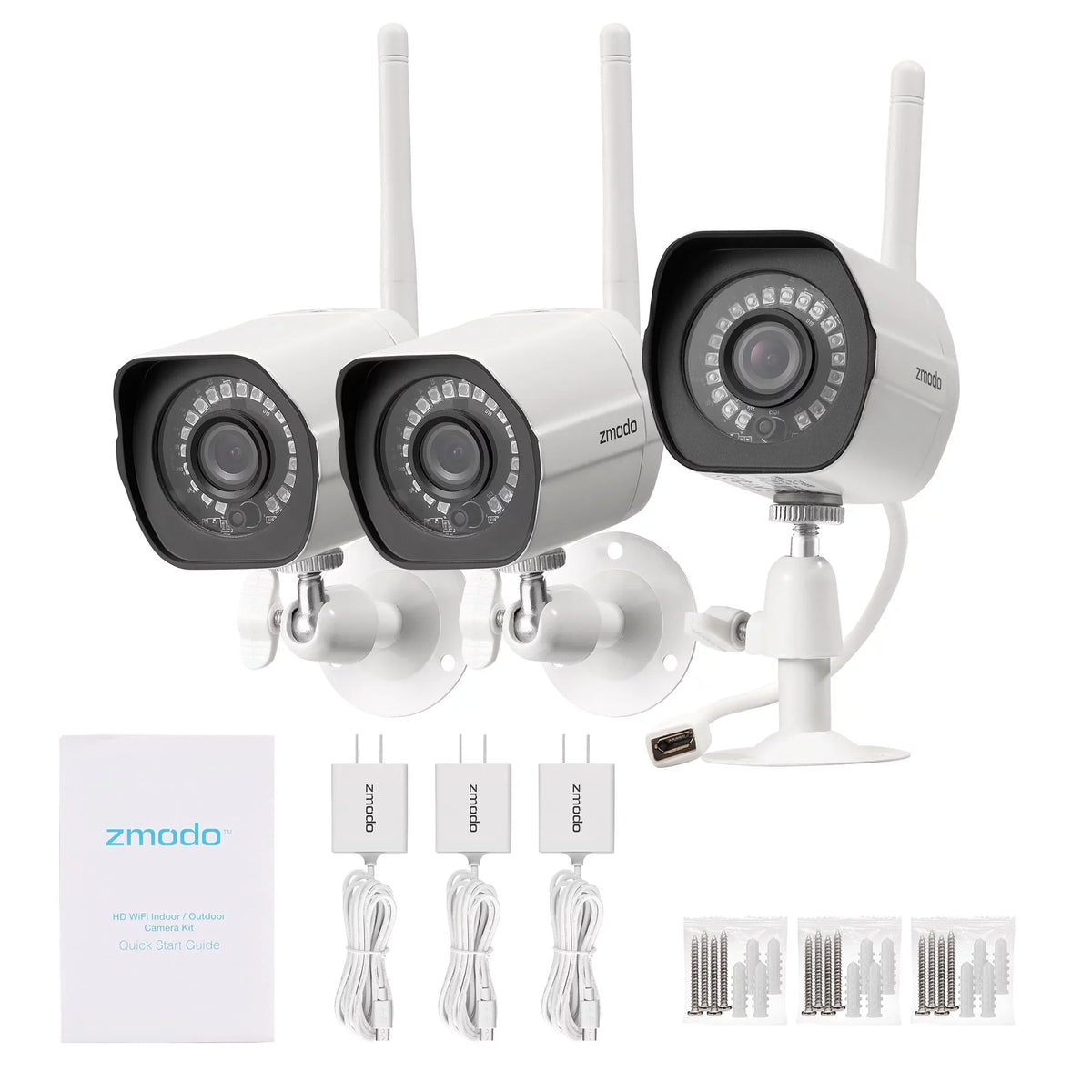 Full Pack) with (3 IP HD Vision Zmodo Outdoor with System Night 2.4Ghz Assistant Only Smart WiFi Camera Google (Supports Works Security Cameras Wireless - WiFi)