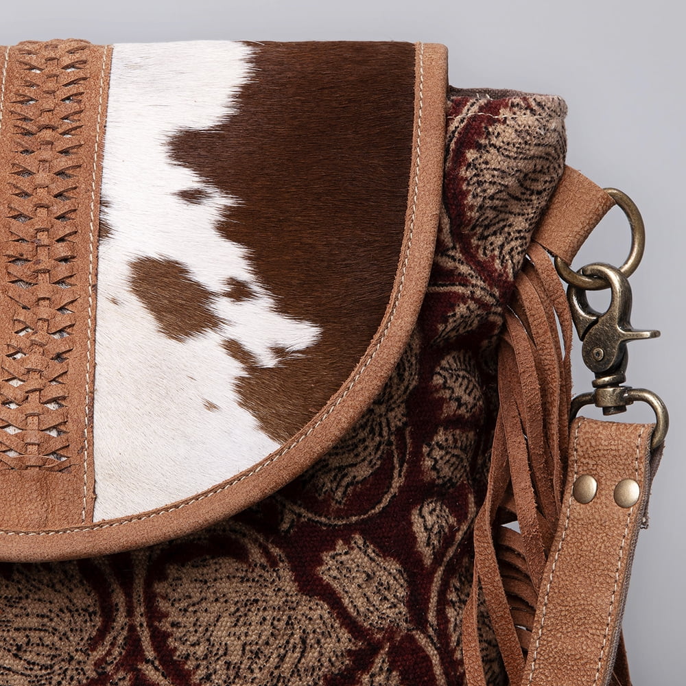Upcycled western Body bag Hair-On purse OHLAY KB women Canvas handbag Leather Genuine Cross KB483